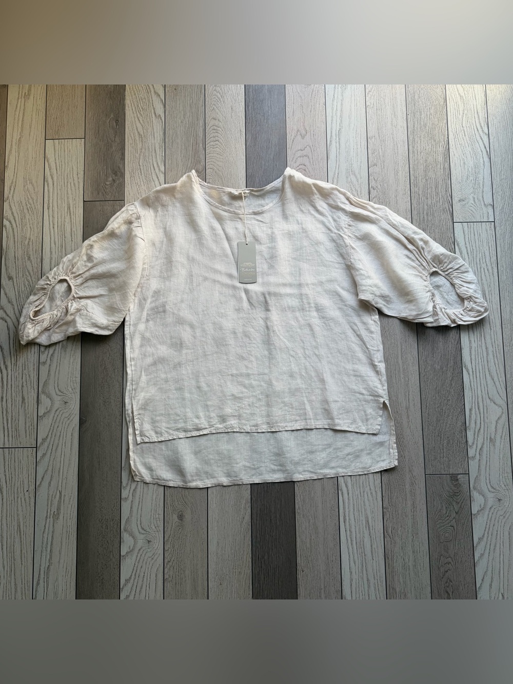 Bellavita Made in Italy Cream 100% Linen Blend Women’s Top L New